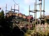 Runaway train crossing the bridge